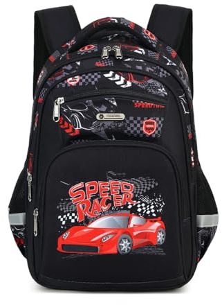 Cusangel Schulrucksack für jungen,kinderrucksäcke mit Brustgurt kinder,Grosse Kapazität Grundschulrucksack,Rucksack,ab der 1-7.Klasse mädchen (Rot)