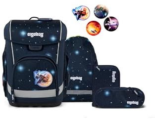 ergobag Schulranzen-Set cubo Light Set KoBärnikus - Dunkelblau | extra leichter ergonomischer Schulranzen mit nur 780 g im 6-teiligen Set aus der Vorgänger-Kollektion für die Schule