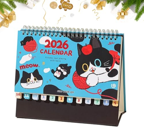 Skrivbordskalender 2026 Spiralbunden Söt Katt Planerare