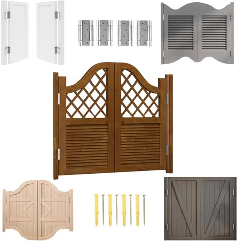 Saloon Porte Battante En Bois Massif, Portillon De Jardin, Porte Western Avec Charnières En Métal, Portes De Café W61-160cm Style Western Cowboy