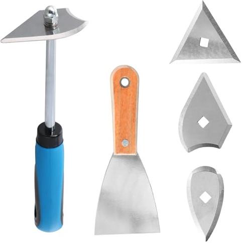 Samlonge 3-in-1 Rasierhaken Schaber Set aus Edelstahl, Ziehklingen für holz, 22.5CM Schaber mit Dreieck-, Kombi- und Herzklingen, malerspachtel Universelles Werkzeug zum Entfernen von Farbe, Lack