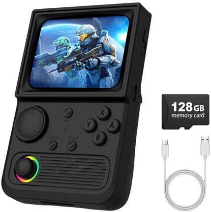R36T Console de jeu portable avec écran inspiré du CRT de 3,5, console de jeu rétro portable avec plus de 18 000 jeux classiques, consoles de jeux vidéo prenant en charge les combats en réseau WiFi