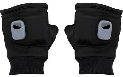 Black Electric Heated Fingerless Gloves, Usb Rechargeable, 3 Heat Settings, 2000Mah Battery For Men And Women