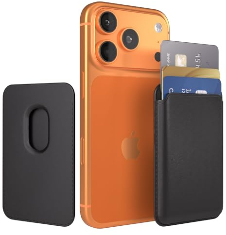 EAZY CASE Kartenhalter aus PU Leder mit starker Magnetfunktion - Kartenfach für Smartphone & Handyhülle - Sicherer Halt bis 3800Gs - Wallet für Bankkarte & Ausweis - Dünn & Minimalistisch - Schwarz