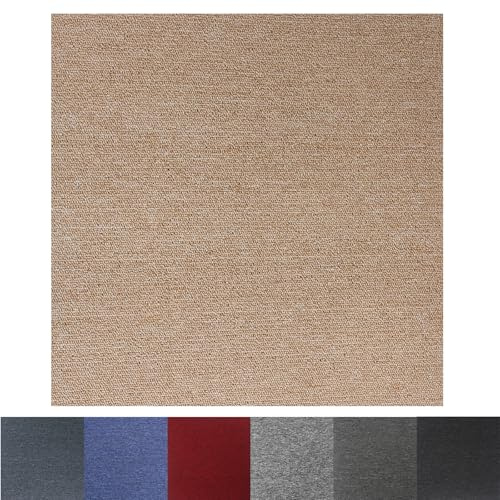Sulwena Carpet Tiles 20 Pack 50x50cm – 5m² Heavy Duty Squares Flooring Tiles, Non-Slip DIY Flooring Rugs Covering for Home Office Living Room Bedroom Commercial Retail (Beige)