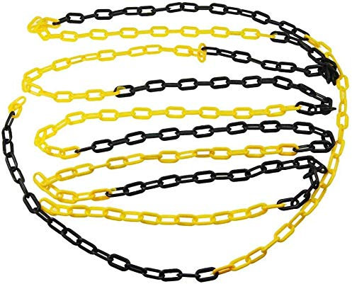 KATSU Barrera de Cadena de Plástico 25 Metros, 6mm x 25m Alta Visibilidad Negra y Amarillo para Advertencia Seguridad Espacio de Estacionamiento, Control de Multitudes, Tráfico 990940