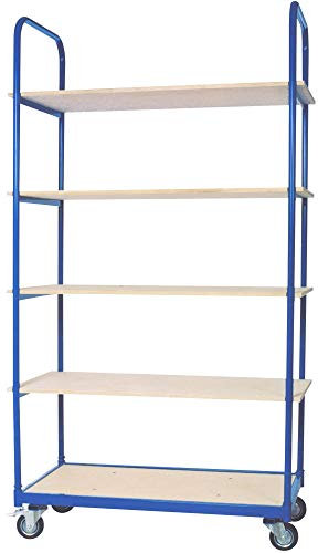 BRB Etagenwagen, 5 Etagen, LxBxH 1050x500x1880 mm, 2 Bockrollen, 2 Lenkrollen mit Feststellbremse