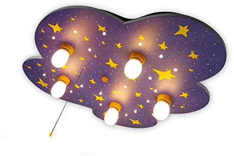 Kinder Deckenleuchte STERNE mit Zugschalter für Schlummerlicht, 74x57cm