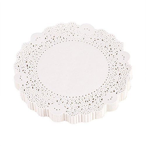 180 Stück Papier-Spitzen, Kuchen-Matte, dekorativ, rechteckig, weiß, für Handwerk, Dekoration für Hochzeit, Party (24 cm)