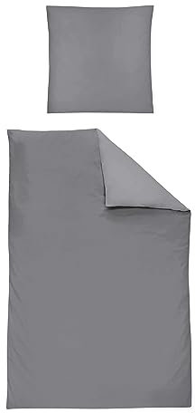 Irisette Mako Satin Bettwäsche 2 teilig Bettbezug 135 x 200 cm Kopfkissenbezug 80 x 80 cm Paris 759347-12 Grafit