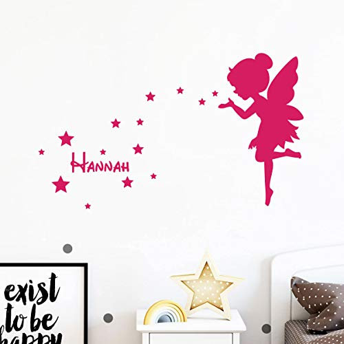 Pegatina Personalizada con Nombre Personalizado, decoración de Pared para habitación Infantil, 2 láminas de 40 x 20 cm y 40 x 25 cm, Color Fucsia
