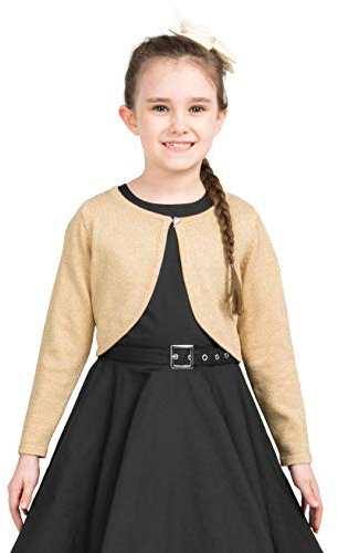 BlackButterfly Bambini Manica Lunga Scintillante Bolero Ragazze Cardigan (Oro, 11-12 Anni)