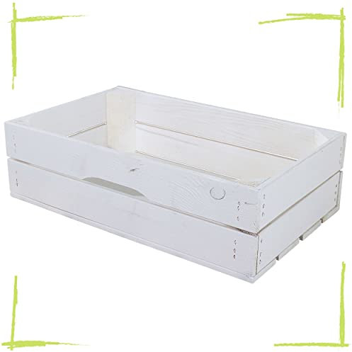 Vintage Möbel 24 GmbH Weiße Holzschublade 47cmx29cmx15,7cm Ablage Kasten Kiste Obstkiste Weinkiste kleine Holzkiste Box Dekoration klein shabby chic Schublade