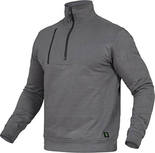 Leibwächter Flex-Line Arbeits Troyer Herren Arbeitspullover mit Reißverschluss – Grau – Gr. L – Half Zip Pullover mit Stehkragen – Baumwolle/Polyester 290g/m²