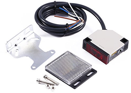 Keenso Photoelektrischer Schalter, E3JK-R4M1 Reflexions-Lichtschranke AC 90-250V 3A Lichtschranke Spiegelreflexion Photoelektrischer Schalter (2 Set)
