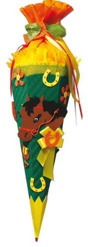 BASTELSET Schultüte - Pferd 50 cm - 6 - eckig - Zuckertüte Roth Pferde Tier Tiere