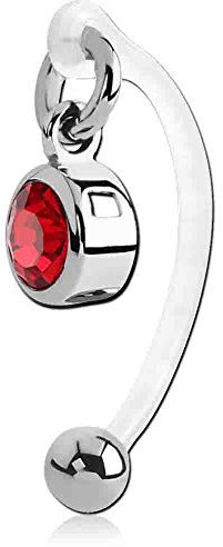 viva-adorno Intimpiercing KVV Christina Bioflex Piercing Banane Kristall runder Anhänger Bauchnabelpiercing Z550, rot