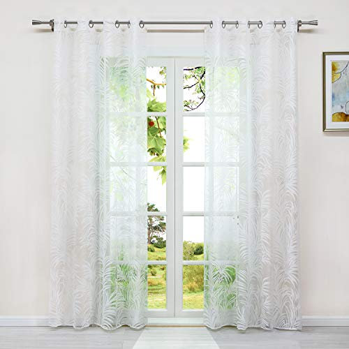 HeichkelL Transparenter Vorhang »Laha« Ösenschal mit floralem Ausbrenner Design Weiße Gardinen mit Ösen Dekoschals aus Voile 1 Stück BxH 140x145cm