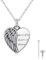 CHENGHONG Urne Halsketten für Asche, Kette Engel Damen Sterling Silber Schmuck für Asche Herz Anhänger Engelsflügel Feder Andenken Geschenke für Frauen