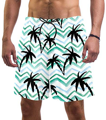 Eslifey - Costume da bagno da uomo con motivo a onde di palme Multi XXL