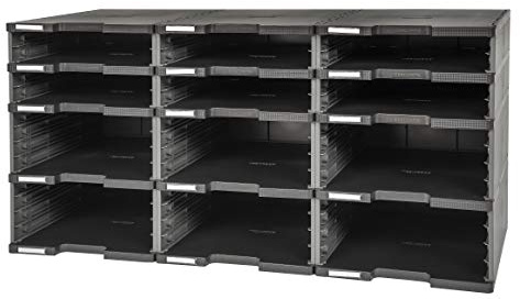 Exacompta 385714D Ablagesystem Modulodoc mit 12 Schubladen 6 Normal und 6 Jumbo schwarz/dunkelgrau