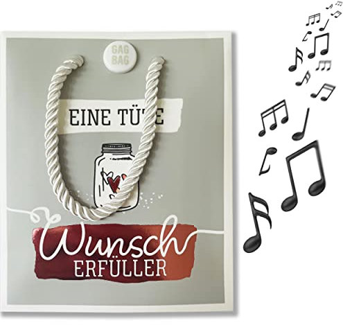 MUSIK-Geschenktüte für Gutscheine, beim ÖFFNEN der Tasche hört man den Song It´s a beautiful day, tolle Überraschung, GagBag von bentino