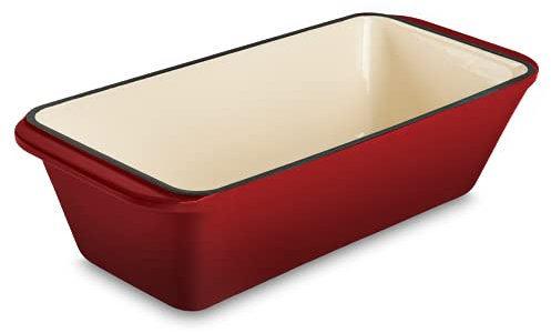 WEES-CK Molde de hierro fundido esmaltado para pan: ideal como molde para panadería, molde para tartas, cazuelas y asadores, adecuado para todo tipo de cocinas y apto para lavavajillas (cereza)