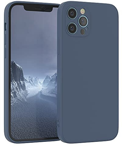 EAZY CASE - Housse Silicone pour iPhone 12 Pro : Protection Polyvalente, Antichoc, Appareil Photo, Bleu Foncé