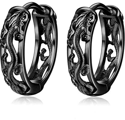 Hip Hop Cool The Street Jewelry Herren Ohrringe mit leeren Drachen Motiv, Metall Kupfer, Kein Edelstein