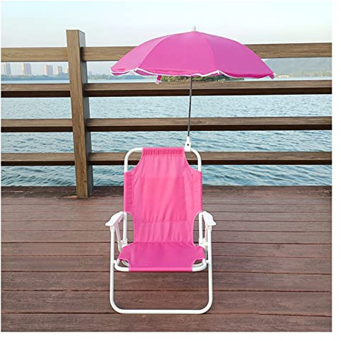 Kinder-campingstuhl Kids Beach Stuhl Tragbare Klappstuhl Campingstuhl Mit Sonnenschirm Regenschirm, 4 Farben (Color : Pink)