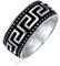 Bling Jewelry Personalisierte Paare Geometrische Ancient Fret Griechische Schlüssel Design Texturierte Mantelringe Ring Für Männer Schwarz Silber Zwei-Ton .925 Sterlingsilber 9MM Wide Customizable