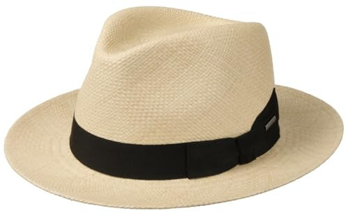 Stetson Valeco Fedora Panamahut Naturfarbener Hut Eleganter Sonnenhut UV-Schutz 40 Made in Italy Unisex Frühjahr/Sommer Natur M (56-57 cm)