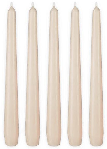 BRUBAKER Premium Spitzkerzen Champagner - 5 Stück - bis zu 7,5 Stunden Brenndauer pro Kerze - 24 cm Tafelkerzen Set für Kerzenständer und Kronleuchter - Leuchterkerzen Halterkerzen