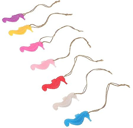 Toyvian 7 Sets Harz-Anhänger Mittelmeer-Dekoration Holzhandwerk Weihnachtsdekoration Mini-Strand-Ornament Mediterrane Wanddekoration Seepferdchen Hängedekoration Partyzubehör