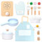 umu® Kit de cuisine en bois pour enfant avec vaisselle, casseroles et poêles, tablier, nourriture et plus encore, accessoires de cuisine pour enfants à partir de 2, 3, 4, 5 ans