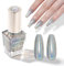 SAVILAND Holographic Nail Polish: Laser Silver Chrome Quick Air Dry Fingernail Polish Non Gel 0.34 OZ Castor Oil Nail Lacquer Shimmer Glitter Effect Toenail Polish Nail Art Home