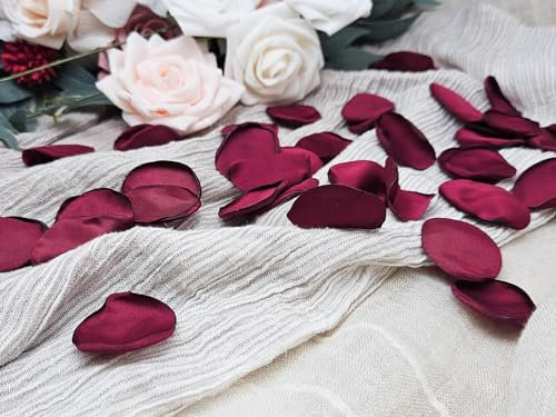 ZYOOO 200 Stück Künstliche Rosenblätter Burgunderrot,Blütenblätter Seide Stoffblätter Romantische Dekoration für Hochzeiten, Valentinstag, Babyparty,Tischdeko,Geschenkboxen dekorieren