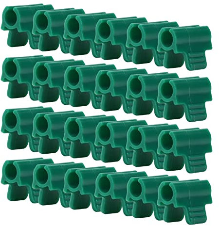 Tissting 24 Piezas Abrazaderas para Invernadero, Cubierta de Fila de Un Solo Cabezal Clips de Aro para Túnel Estacas de Jardín Clip de Varilla de Red para Sombreado para Invernaderos(14mm)