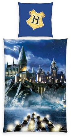 Herding Bettwäsche Harry Potter, Kopfkissenbezug 80 x 80 cm mit Wende-Motiv, Bettbezug 135 x 200 cm, Mit Reißverschluss, 100% Baumwolle/Renforcé