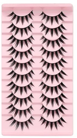 Manga Lashes Aspect Naturel Faux Cils Anime Cils Mink Wispy Spiky 8D Volume Pack Coréen Japonais Asiatique Cosplay Cils Voir Des Clusters Individuels (Rose, Taille Unique)