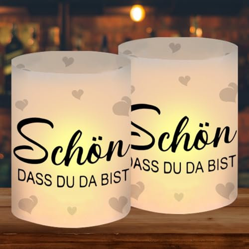 12 Stück Windlicht Tischdeko Schön DASS du da bist, Teelichter Tischdeko Geburtstag, Windlichter Taufe Kommunion Deko, Lichthülle für Junge Mädchen Taufe Konfirmation Hochzeit Geburtstag Deko