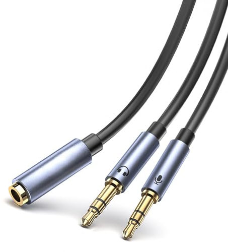 BIGBIG WON Splitter audio, adattatore per cuffie, splitter audio, splitter per cuffie 0,3 m (doppio 3,5 mm maschio a femmina da 3,5 mm), adattatore per cuffie da 1 a 2 jack per cuffie, auricolari,