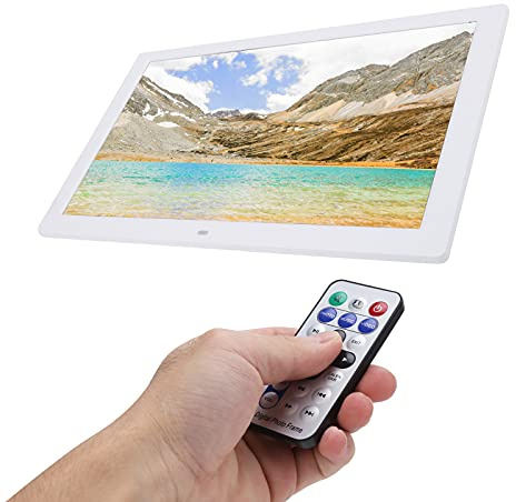 Cadre Photo Numérique 17 Pouces, Album Photo électronique HD 1440 X 900 avec RC, Horloge de Support, Calendrier, Réveil, Minuterie, pour Bureau, Salon (Prise UE 100‑245 V)
