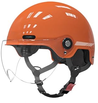 ROMOZ Halbschalen-Motorradhelm Retro Vintage Open Face Crash Skull Cap Helm ECE/DOT Approved Road Riding für Cruiser Scooter für Männer Frauen Orange