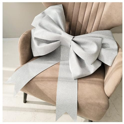 Wisafory Schleifen Große Rote Schleife Riesenschleife Dekoschleife Autoschleife Geschenkschleife Riesige Zierschleifen für Auto Valentinstag Hochzeit Weihnachten Geburtstag Glitter-Silber 30cm