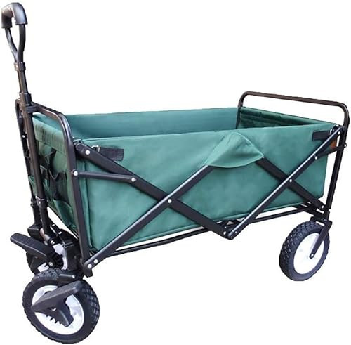 Einkaufswagen, zusammenklappbar, für den Garten, robuster Wagen, Outdoor-Multifunktions-Einkaufswagen für Camping, Picknick, Bollerwagen, Stabiler Stahlrahmen, leicht, leicht zu tragen/blau (grün)