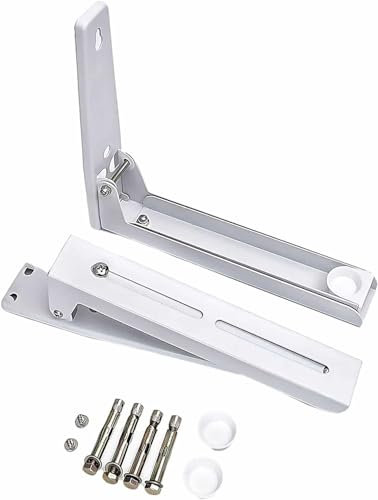 2 Piezas Soporte Microondas Pared Plegable, Soportes para Microondas de Acero inoxidable Soporte Horno y Microondas Pared Extensible, Soporte para Colgar Microondas Pared con Accesorios de Montaje