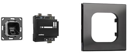 ekey xLine Fingerprintset für Unterputzmontage, ohne Rahmen, schwarz + ekey xLine Rahmen-Adapter, für Jung LS 990 Schalterprogramm, schwarz