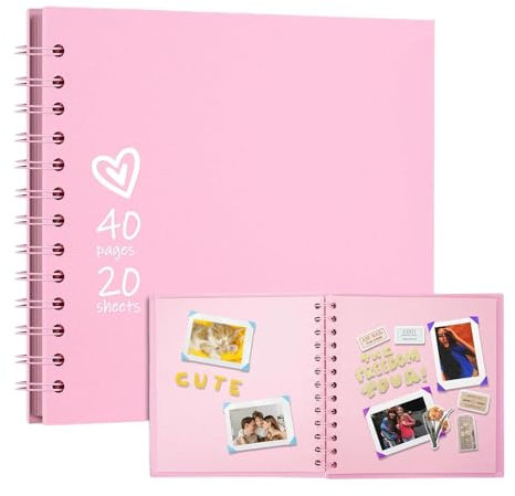 Meindin Scrapbook Fotoalbum | Hardcover Kraftpapier Scrap Book,Scrapbook Fotoalbum 40 Seiten, 17,8 x 17,8 cm Album Buch für Hochzeit Familie Fotoalbum