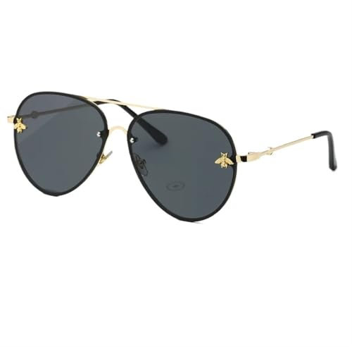 YGLEEULI Sonnenbrille Sonnenbrillen for Damen und Herren, Vintage, mit Spiegel(Black)